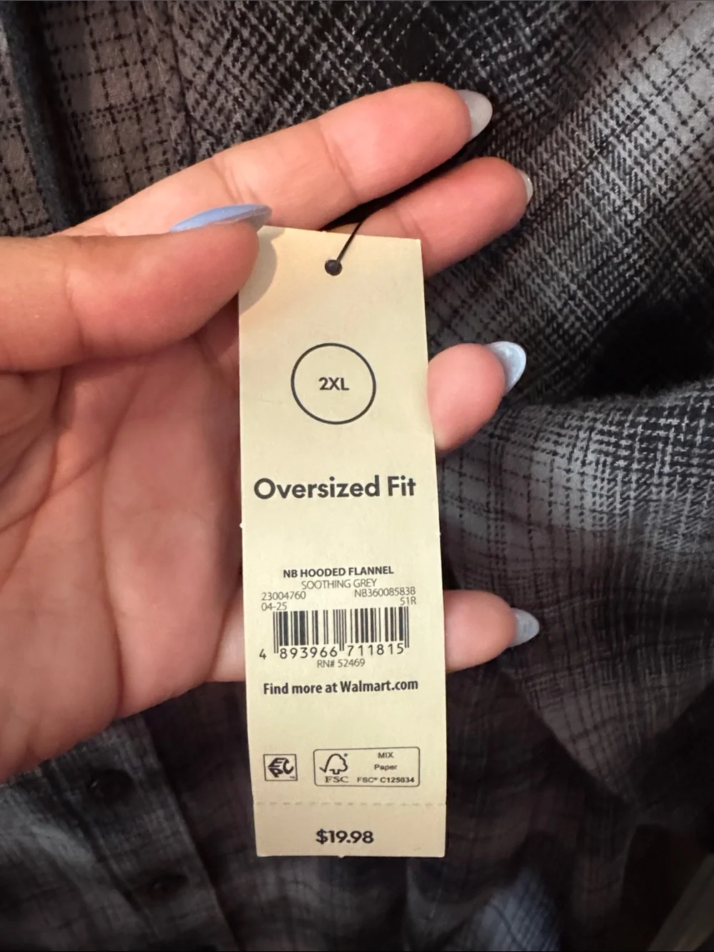 Size 2XL No Boundaries Black and Gray Hooded Oversized Fit Flannel